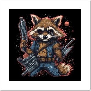 Raccoon in action Posters and Art